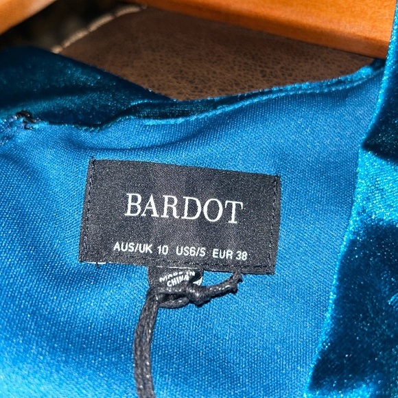 Bardot Velour Teal Midi Dress NWT MSRP $119 - Picture 10 of 10